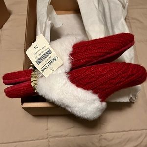 Coldwater Creek slippers-red and white. Size Medium NWT